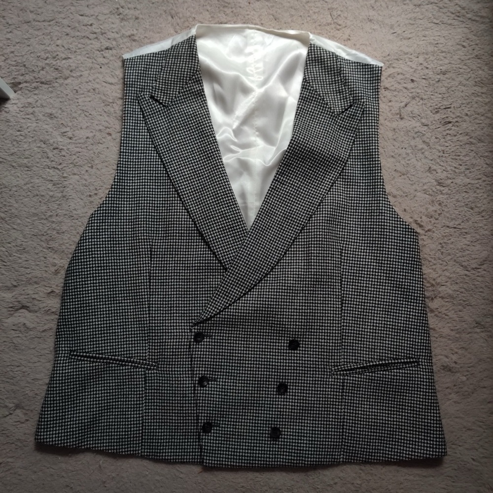 Suitsupply Men's Pierre 2.0 Vest Waistcoat Double Breast Black White Houndstooth